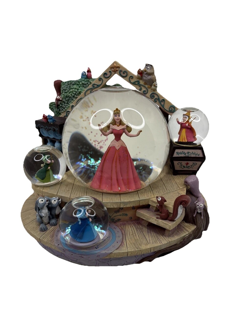 Disney Sleeping Beauty Once Upon A Dream 4-Globe Musical Snow Globe Rare